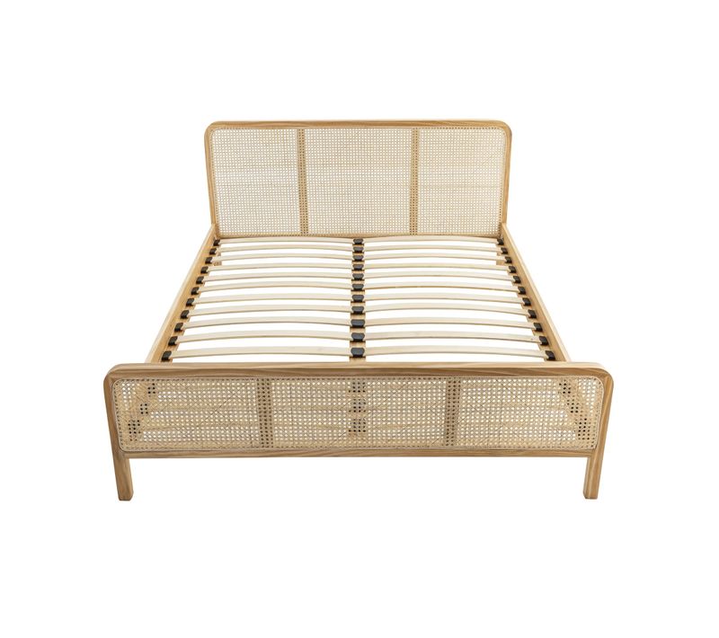 Lit En Pin Massif Avec Cannage Bois Naturel Anna 160x200