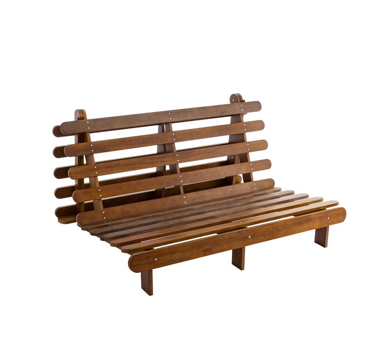Structure Futon En Bois Massif Marron Noisette 140x200 Cm