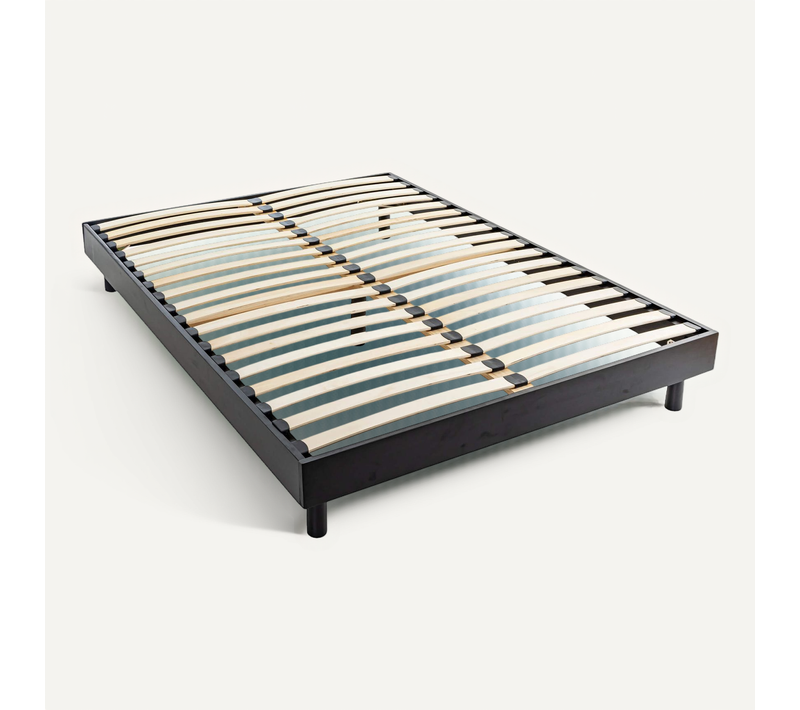 Sommier Kit En Bois Massif 13 Cm Noir 160x200