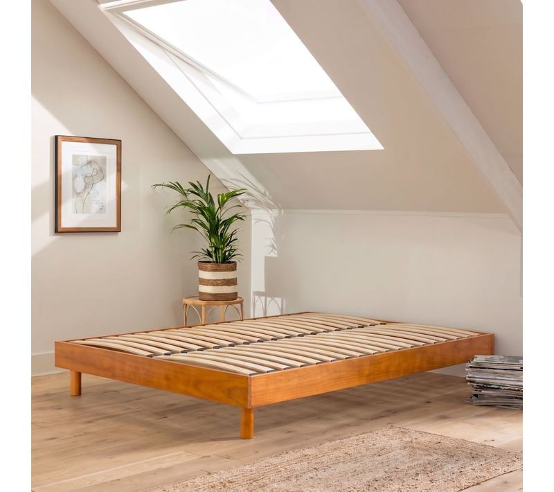 Sommier Kit En Bois Massif 13 Cm Noisette 160x200