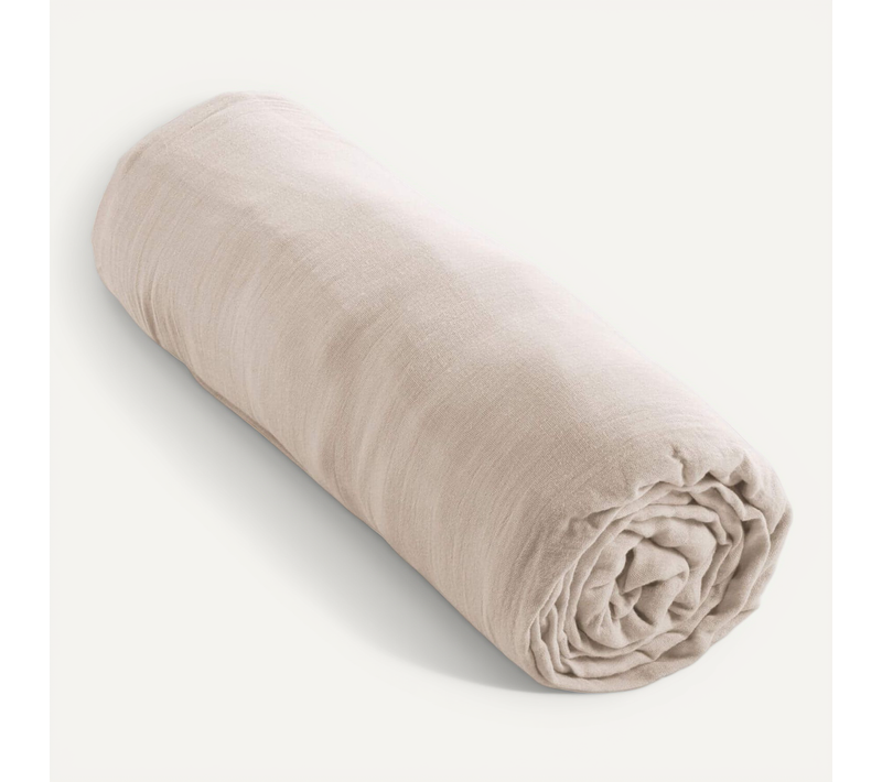 Drap Housse 100% Gaze De Coton Unie Naturel 200x200 Cm