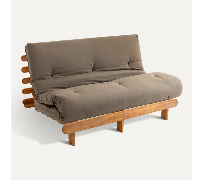 Ensemble Matelas Futon En Coton Et Structure En Bois Massif Naturel Soutien Ferme 140x200 - 2 Person