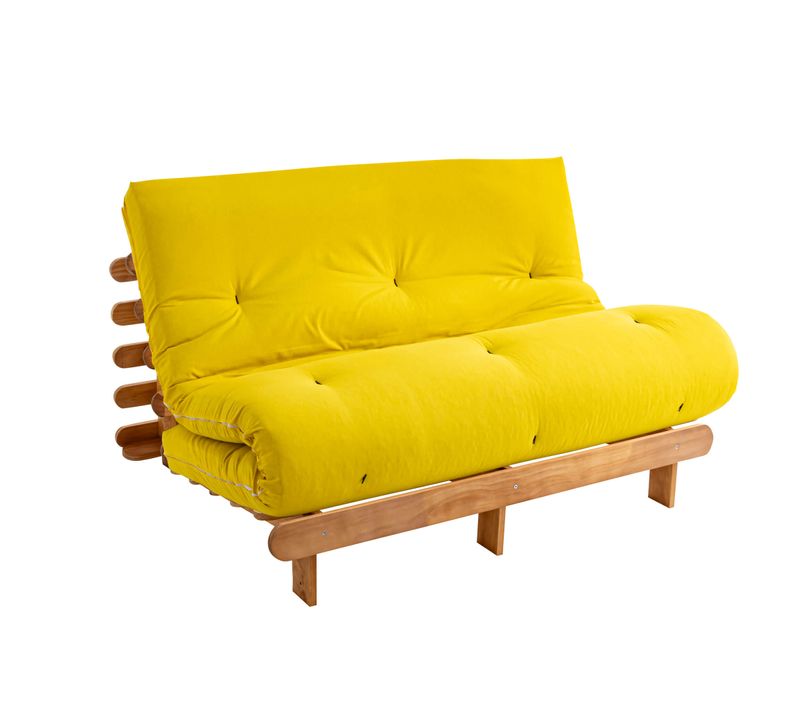 Ensemble Matelas Futon En Coton Et Structure En Bois Massif Naturel Soutien Ferme 160x200 - 2 Person