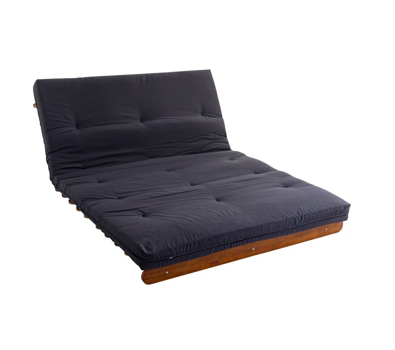 Ensemble Matelas Futon En Coton Et Structure En Bois Massif Noisette Soutien Ferme 140x200 - 2 Perso