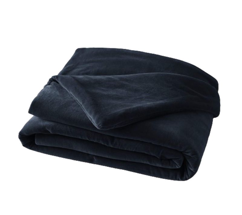 Bout De Lit Velours De Coton Bleu Marine 90x200