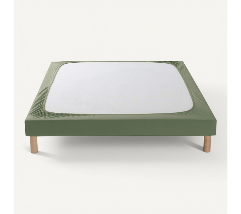 Cache-sommier Coton Jersey Kaki 100x200 Cm