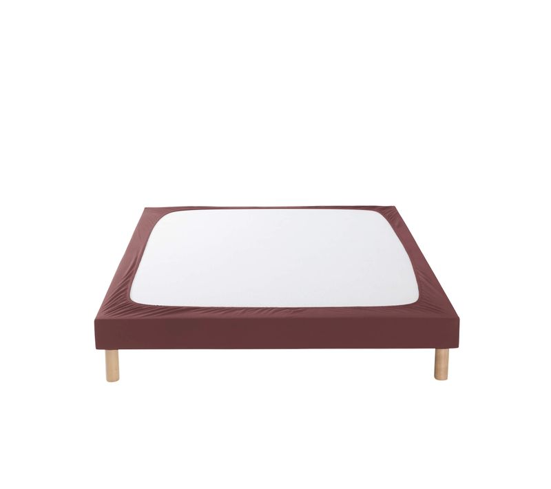 Cache-sommier Coton Jersey Marron 200x200 Cm