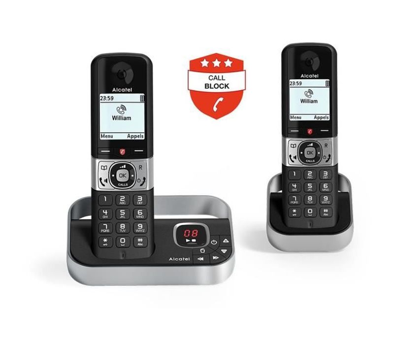 Téléphone Sans Fil F890 Voice Duo Noir Avec Répondeur Ecran Lcd