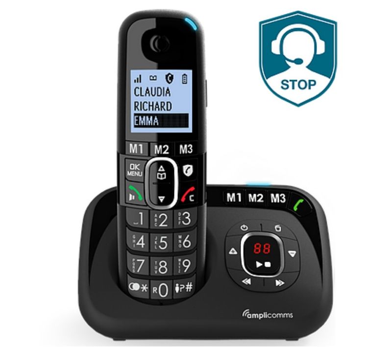 Téléphone Sans Fil Senior Avec Répondeur Amplicomms Bigtel 1580