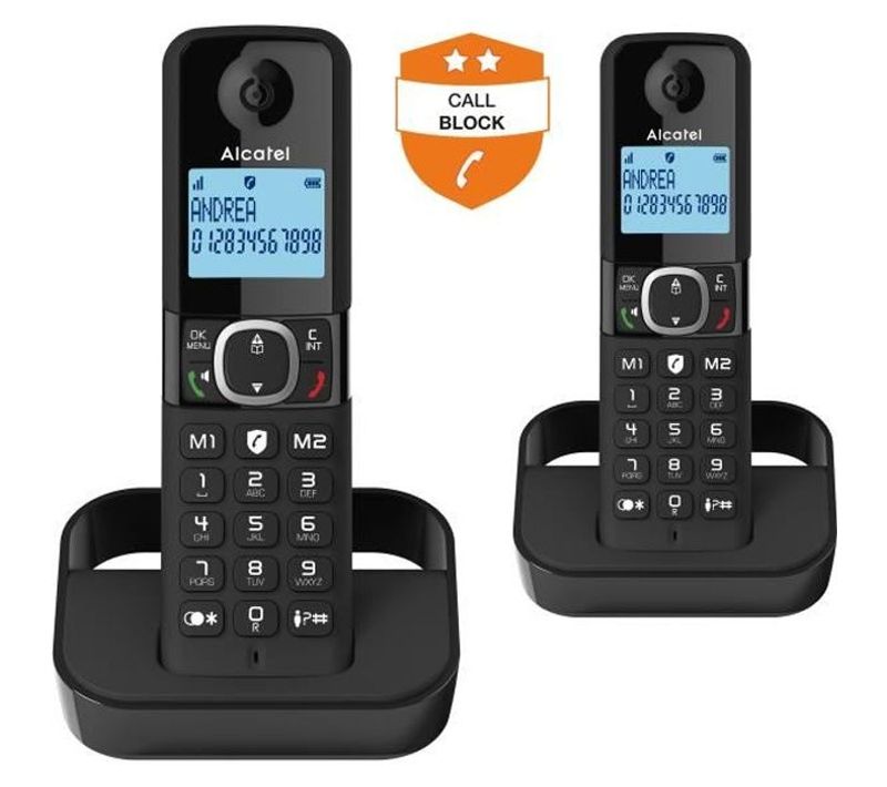 Téléphone Fixe Sans Fil - F860 Duo Noir - Blocage D'appels Indésirables