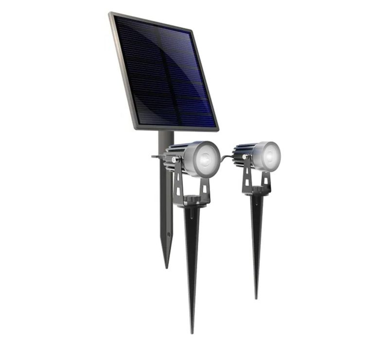 Spot LED Extérieur Solaire, Piquet, Double Tête, 450 Lumens, Ip44