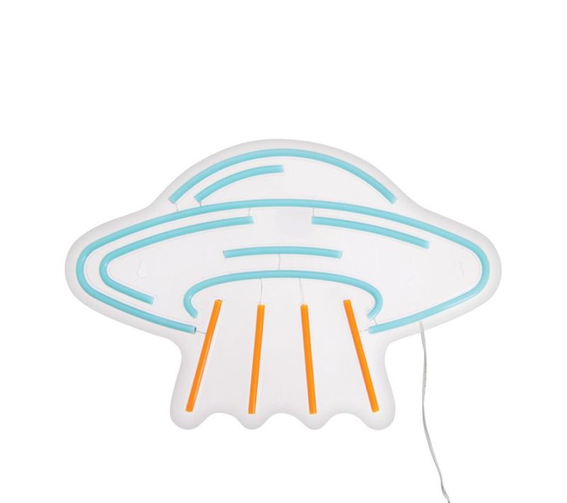 Applique Murale Néon Soucoupe Volante, USB Filaire, Bleu Et Orange