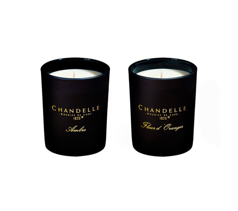 Lot De 2 Bougies Décoratives Cire De Soja Naturel - Ambre/oranger