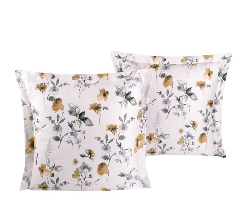 Lot De 2 Taies D'oreiller 63x63 Cm Satin De Coton Imprimé
