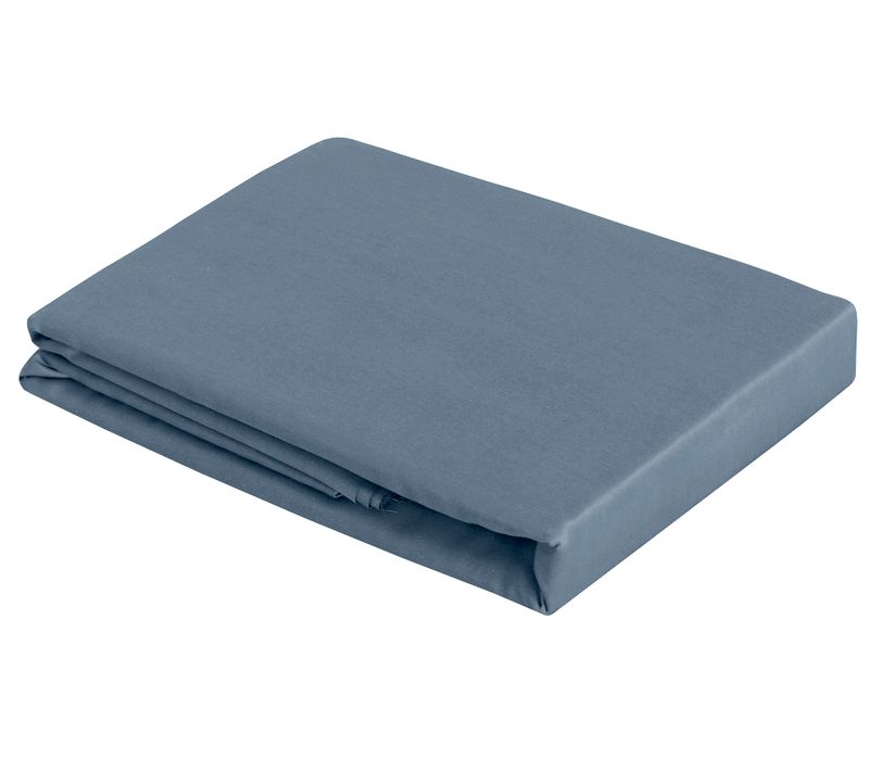 Drap Plat 2 Personnes 270x300 Cm Satin De Coton Bleu