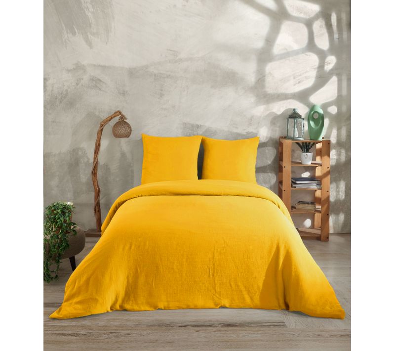 Parure De Lit 2 Personne 240x220 Cm Gaze De Coton