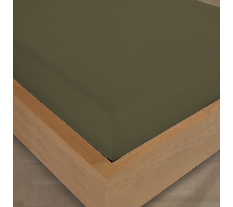 Drap Housse 180x200 Cm Flanelle De Coton Kaki