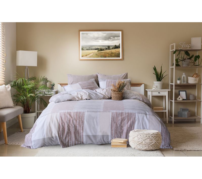 Parure De Lit 2 Personnes 200x200 Cm Coton Imprimé