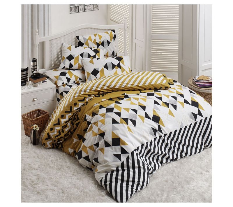 Parure Housse De Couette Et Taies D'oreiller 200x200 Cm Coton Imprimé
