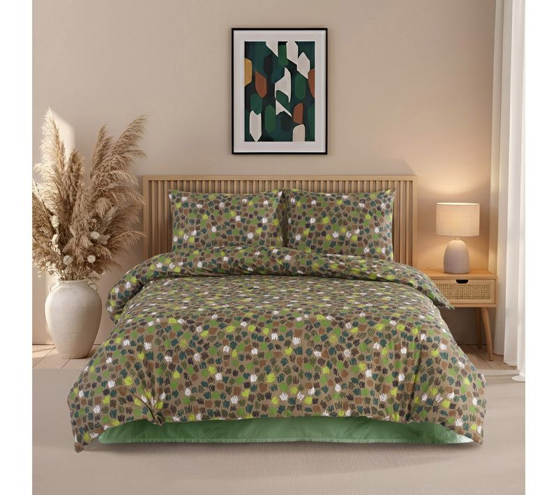 Parure Housse De Couette Et Taies D'oreiller 200x200 Cm Coton Imprimé