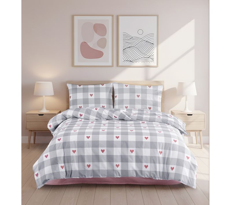 Parure Housse De Couette Et Taies D'oreiller 200x200 Cm Coton Imprimé