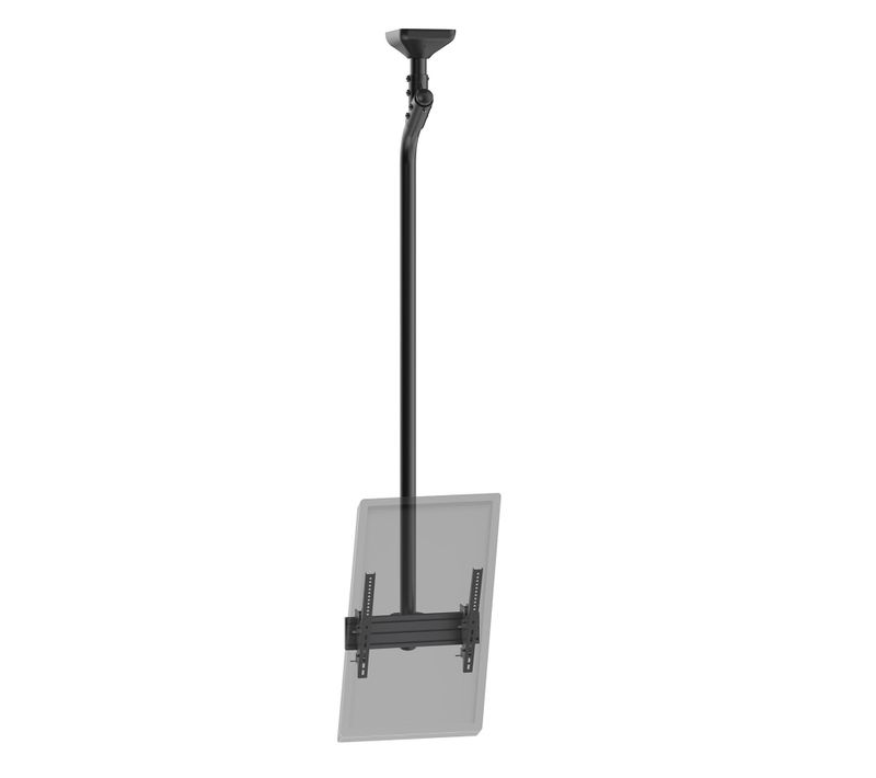 Support TV Plafond Inclinable 1 écran Portrait 43''- 75'' Hauteur 225cm Noir