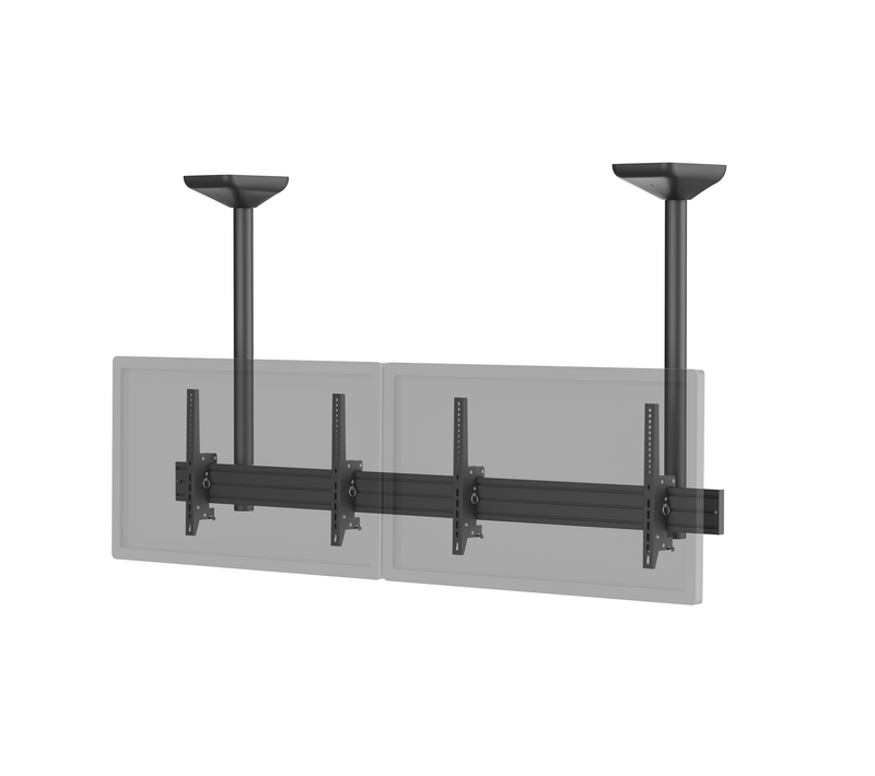 Support TV Plafond Menu Board 2 écrans 45''- 55'' Hauteur 100cm Noir