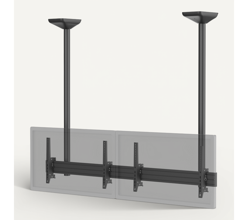 Support TV Plafond Menu Board 2 écrans 45''- 55'' Hauteur 150cm Noir