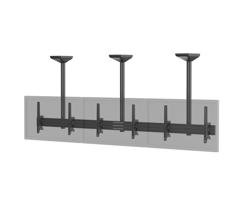Support TV Plafond Menu Board 3 écrans 45''-50'' Hauteur 100cm Noir
