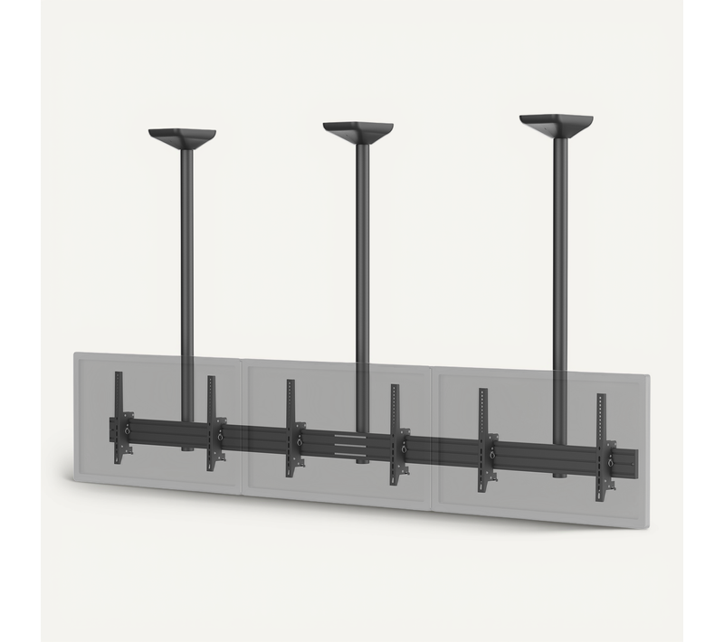 Support TV Plafond Menu Board 3 écrans 45''-50'' Hauteur 150cm Noir