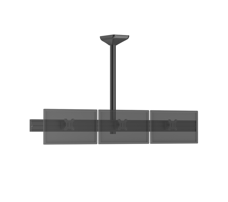 Support TV Plafond Menu Board 3 écrans 32'' - Hauteur 100 Cm Noir