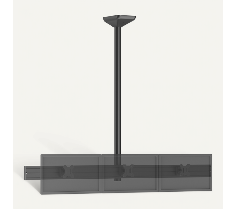 Support TV Plafond Menu Board 3 écrans 32'' - Hauteur 150 Cm Noir