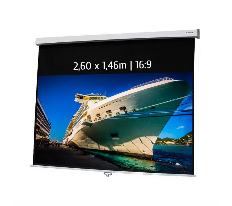 Ecran De Projection Manuel 2,60 X 1,46m - Format 16:9
