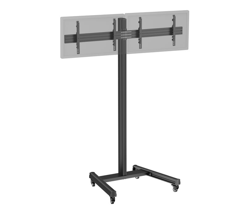 Support TV Sur Roulettes - 2 écrans 50'' - 55'' Hauteur 240cm Noir