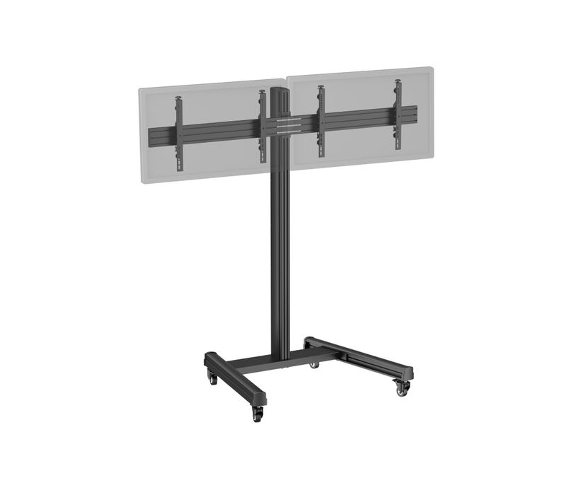 Support TV Sur Roulettes - 2 écrans 50'' - 55'' Hauteur 175cm Noir
