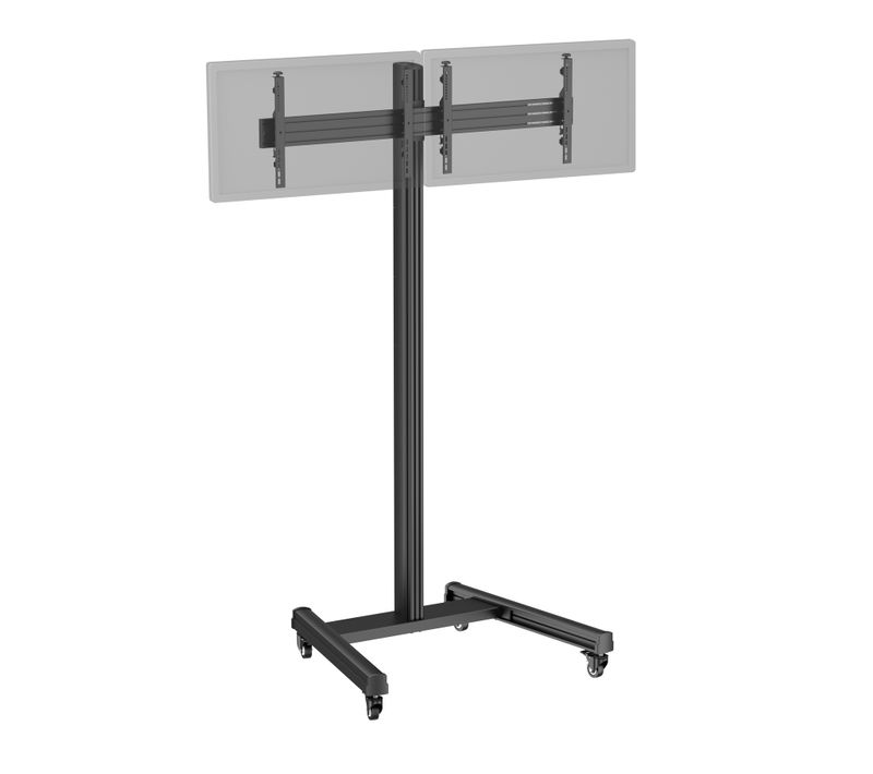 Support TV Sur Roulettes 2 écrans 43'' - 49'' Hauteur 240cm Noir