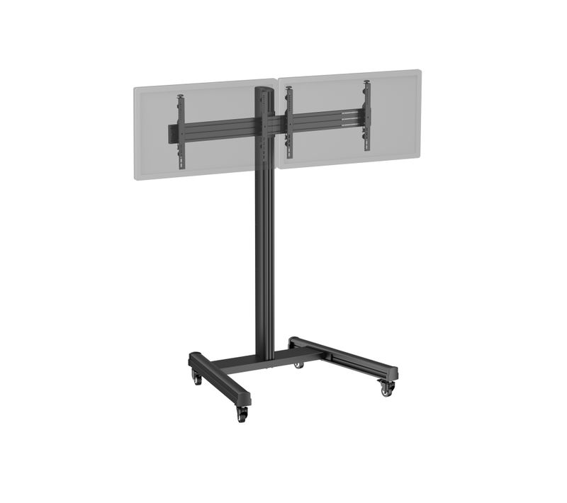Support TV Sur Roulettes - 2 écrans 43'' - 49'' Hauteur 175cm Noir