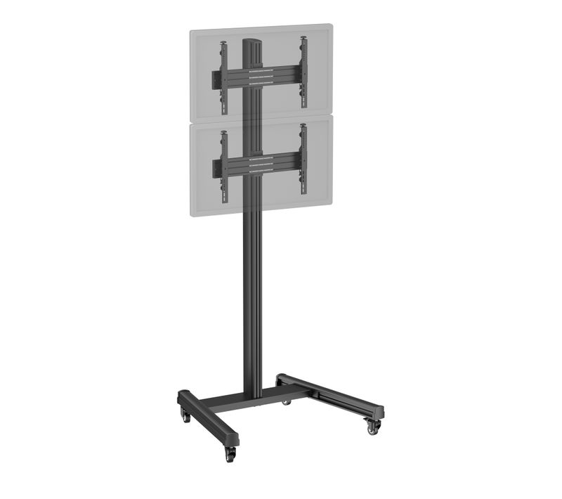 Support TV Sur Roulettes - 2 écrans 40''-65'' Hauteur 240cm Noir
