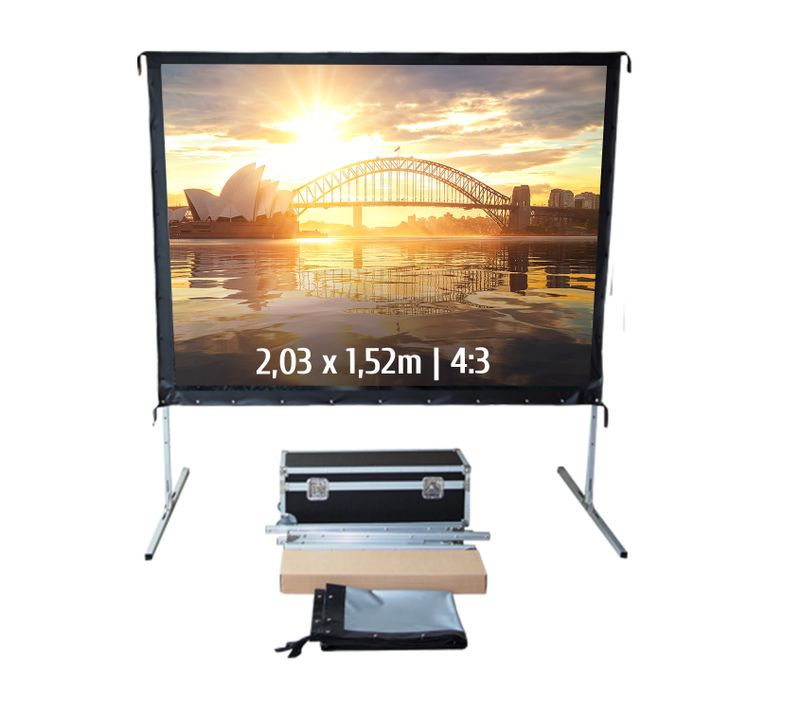 Ecran De Projection Valise 2,03 X 1,52m - Format 4:3 - Toile Arrière