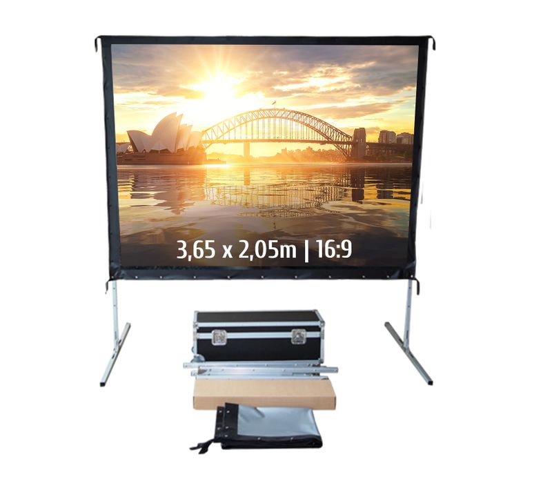 Ecran De Projection Valise 3,65 X 2,05m - Format 16:9 - Toile Arrière