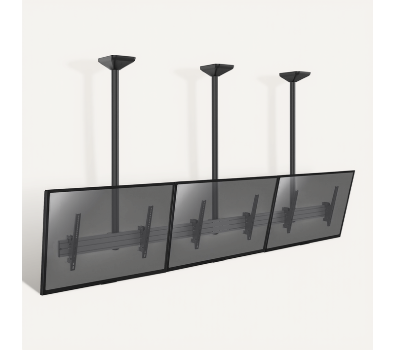 Support Plafond Menu Board 3 écrans 45''-50'' - Hauteur 150cm