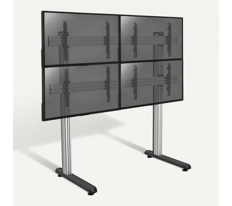 Support Sur Pieds Mur D'images Pour 4 écrans TV 45''-55'' - Hauteur 175cm - A Poser