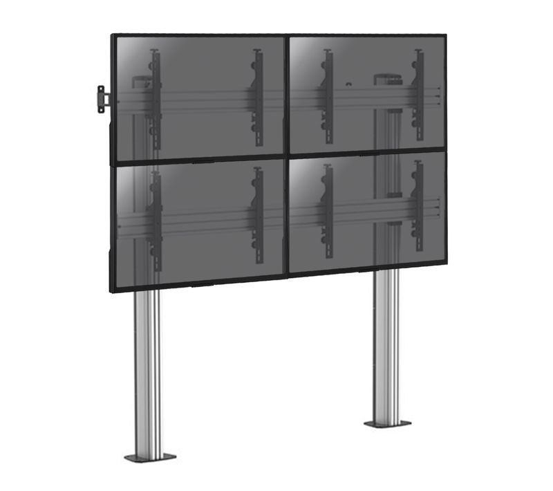 Support Sur Pieds Mur D' Images Pour 4 écrans TV 45''-55'' - Hauteur 175cm - A Visser