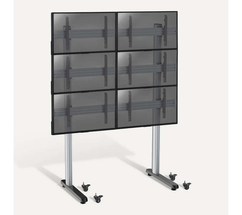 Support Sur Pieds Mur D'images Pour 6 écrans TV 45''-55'' - A Roulettes