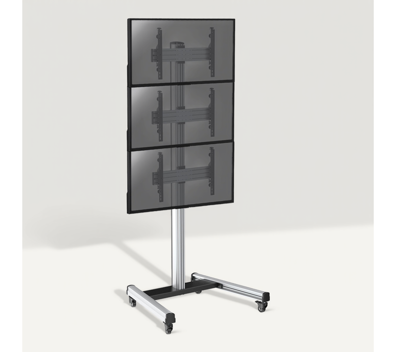 Support Sur Roulettes Pour 3 écrans TV 40''-65'' - Hauteur 240cm