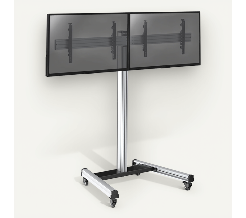Support Sur Roulettes Pour 2 écrans TV 43'' - 49'' - Hauteur 175cm