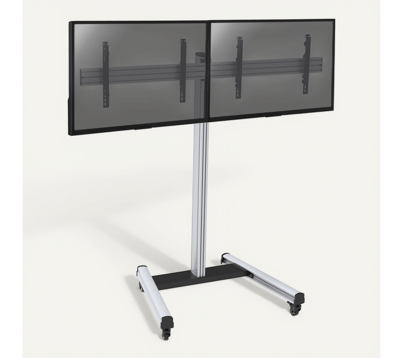 Support Sur Roulettes Pour 2 écrans TV 50'' - 55'' - Hauteur 175cm