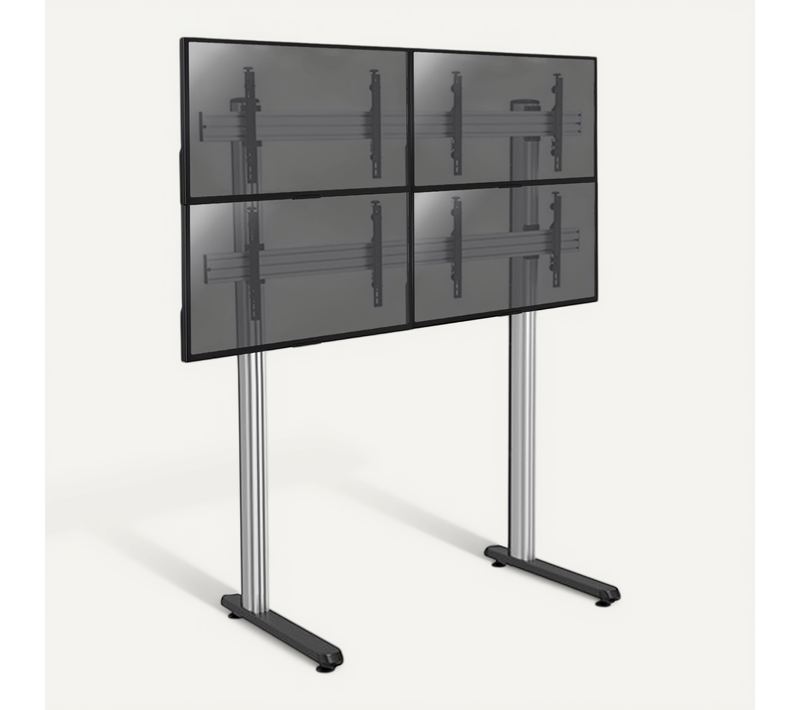 Support Sur Pieds Mur D'images Pour 4 écrans TV 45''-55'' - Hauteur 240cm - A Poser