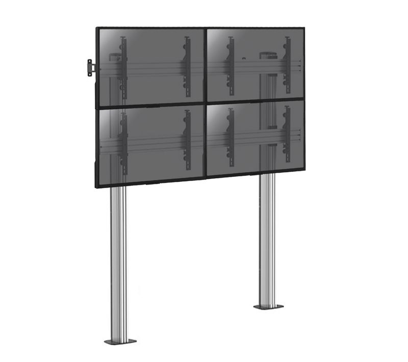 Support Sur Pieds Mur D'images Pour 4 écrans TV 45''-55'' - Hauteur 240cm - A Visser