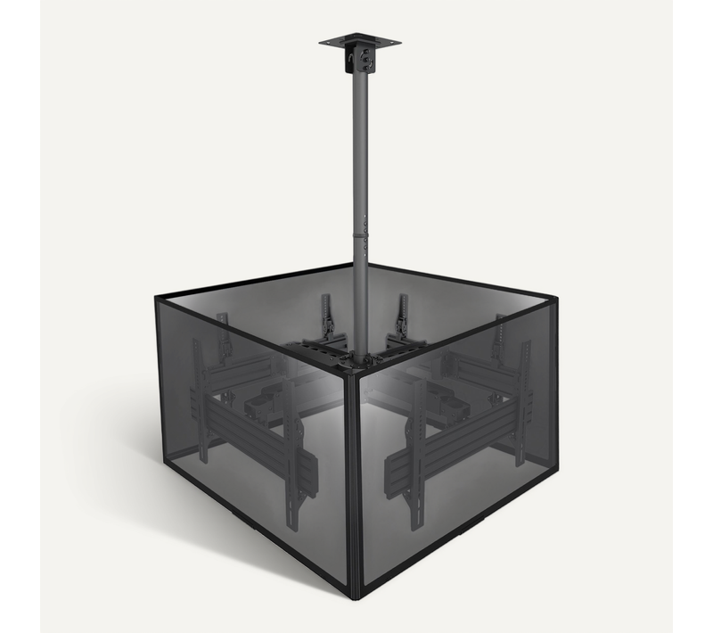 Support Plafond Pour 4 écrans TV 32"-65" Hauteur Réglable 86-325cm